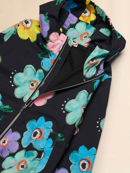 Giacca in cotone nero con stampa Dessert Flower - Giacche