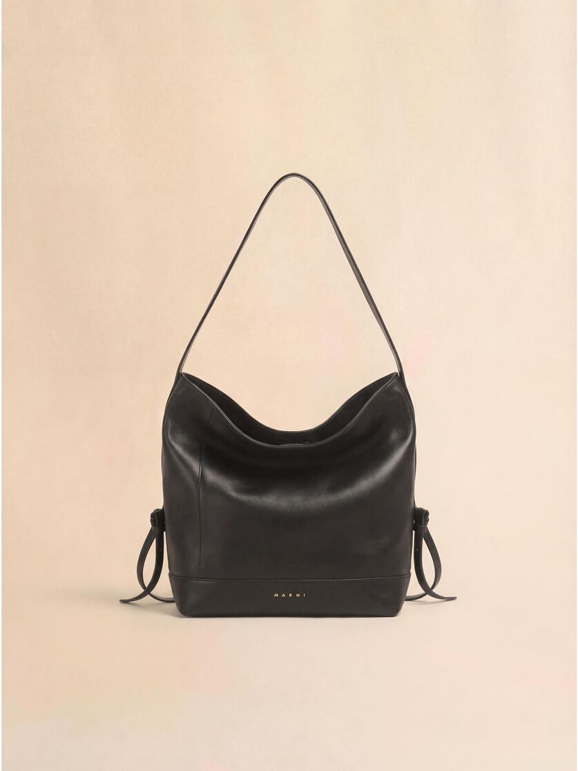 Black leather Pod 2.0 small hobo bag, Image 1
