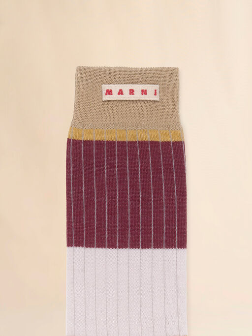 Pink and beige cotton socks with logo label - Socks
