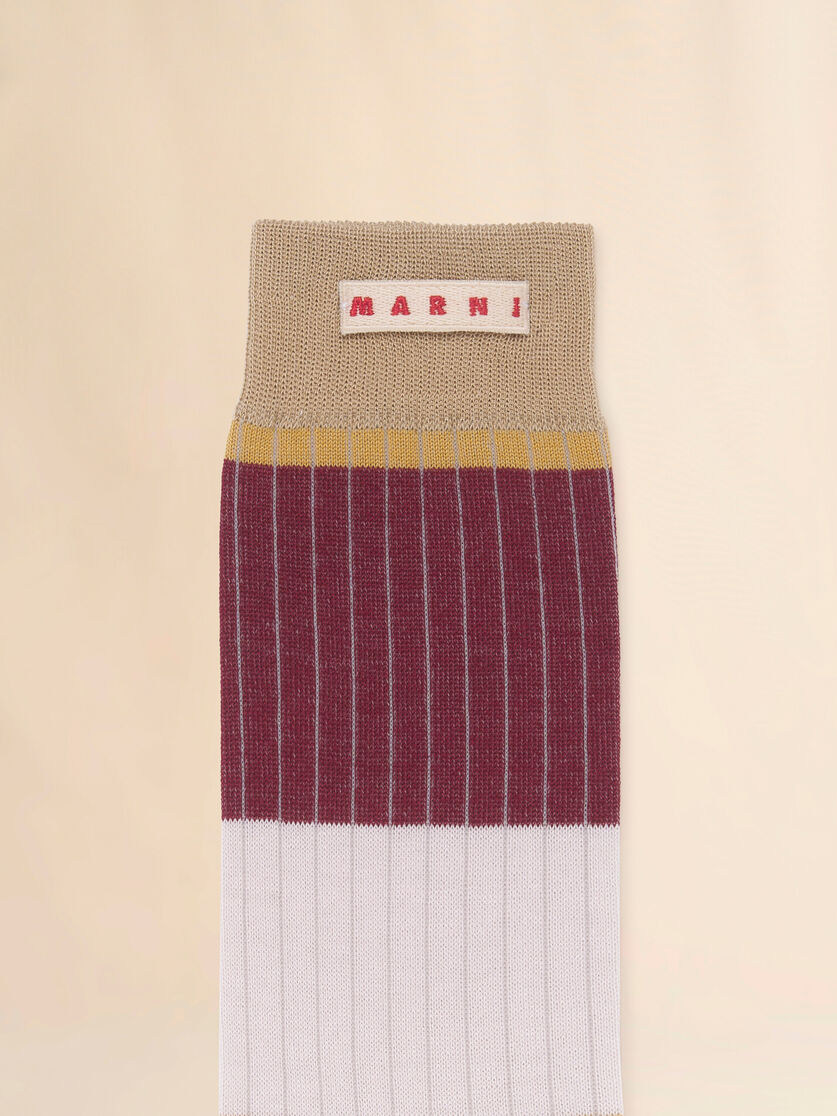 Pink and beige cotton socks with logo label, Image 3