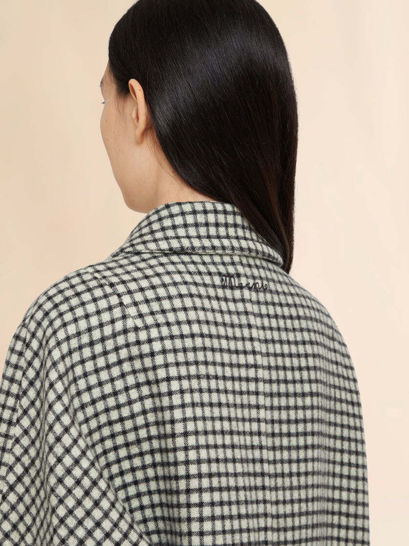 Beige felt coat with checked pattern, Image 5