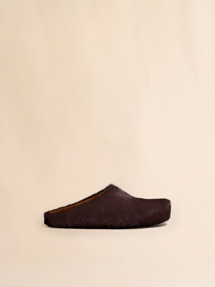 Brown long haircalfskin Fussbett sabot, Image 1