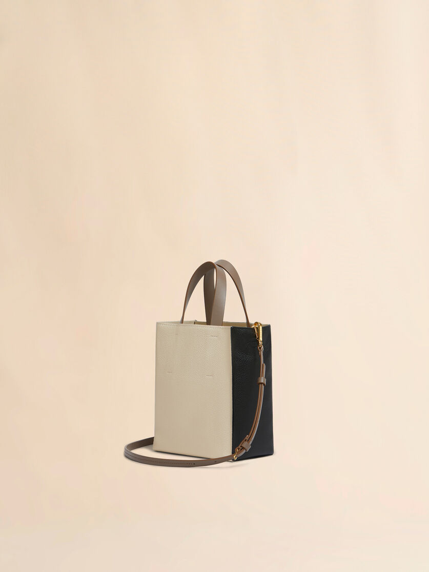 Museo Soft Mini Bag in ivory and brown leather with Marni Mending - Shopping Bags - Image 2
