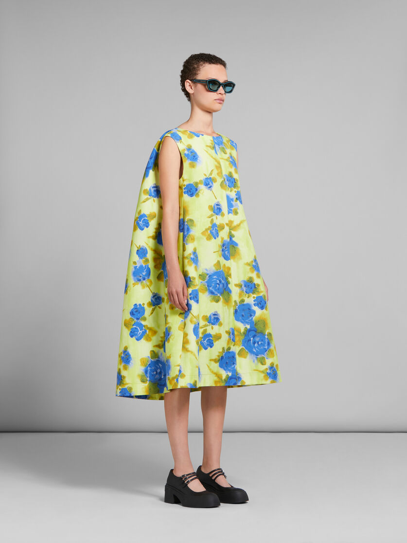 Yellow cady cocoon dress with Idyll print - Dresses - Image 6