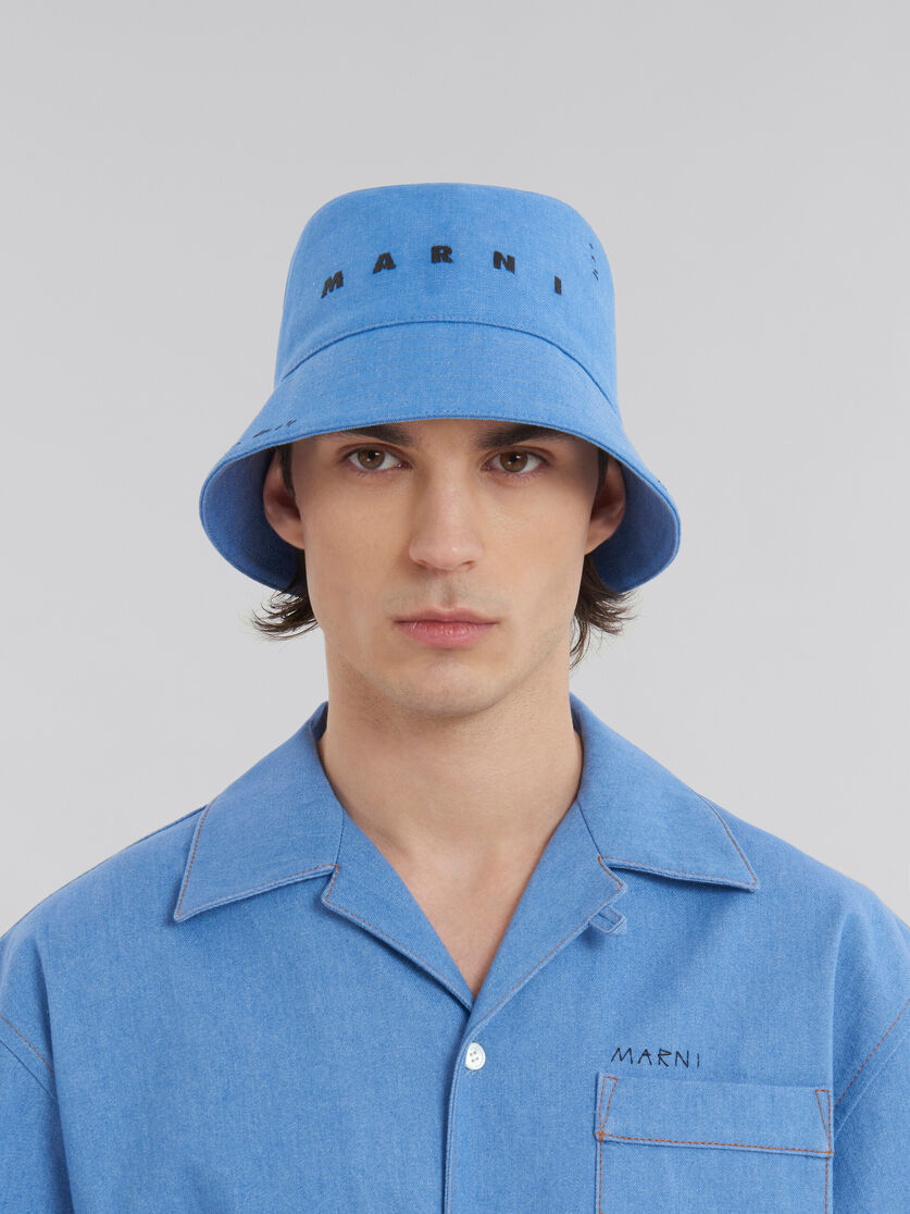 Blue denim bucket hat with Marni mending - Hats - Image 2