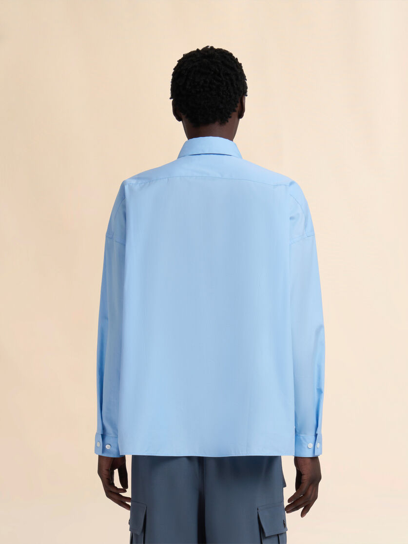 Chemise en popeline bio bleu clair avec logo Marni - Chemises - Image 3