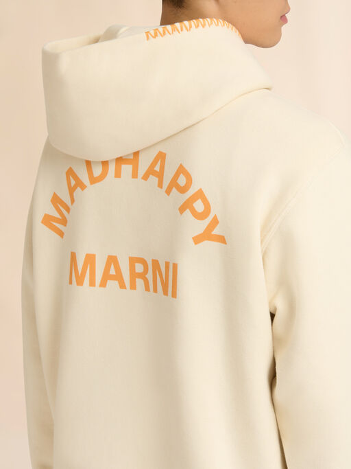 Marni + Madhappy cream cotton hoodie with arch logo print - Sweaters