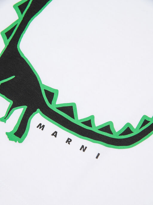 T-shirt in cotone bianco con maxi stampa Dinosauro - T-shirt