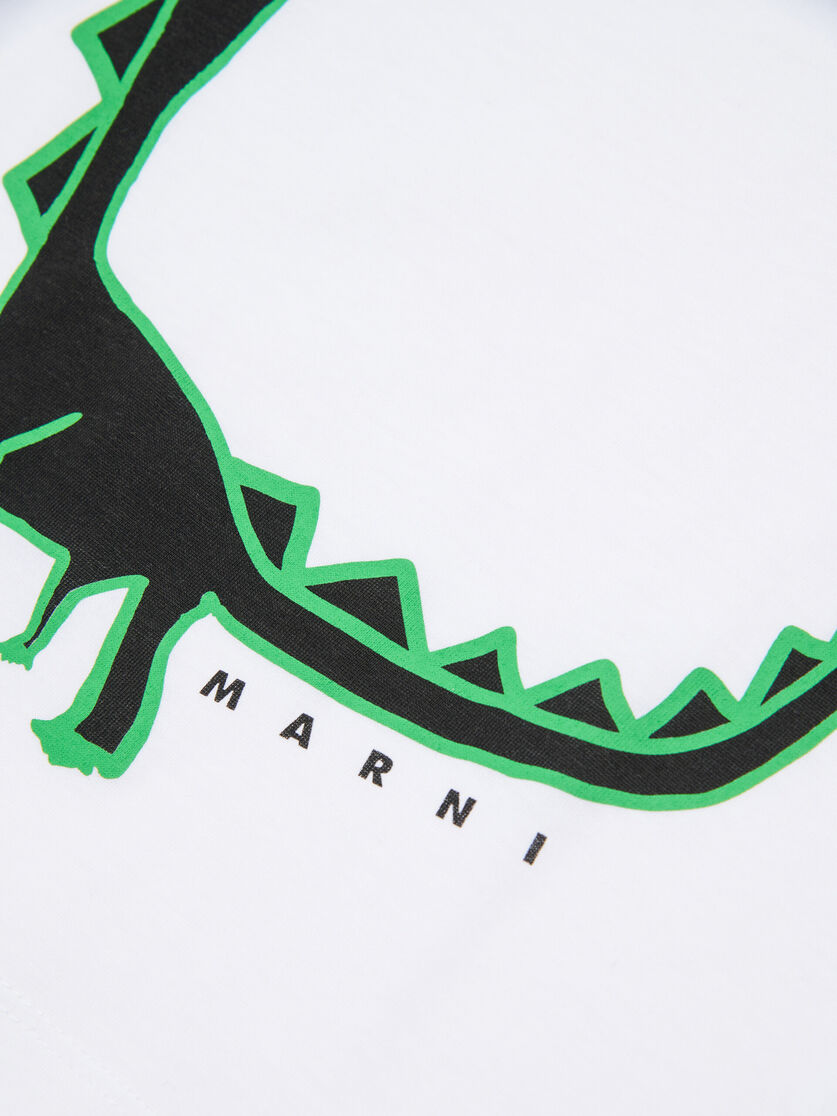 T-shirt in cotone bianco con maxi stampa Dinosauro, Image 4