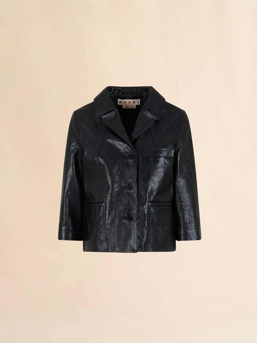 Black shiny leather jacket - Jackets - Image 1