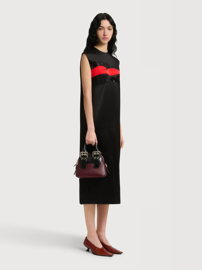 Burgundy and black leather mini Belte Bag, Image 2