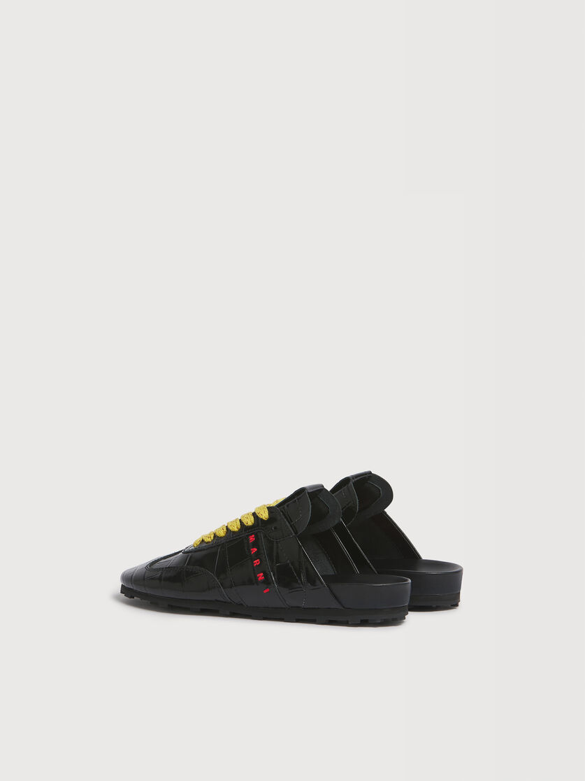 Black croc-effect leather Softy Soccer slip-on sneaker, Image 3