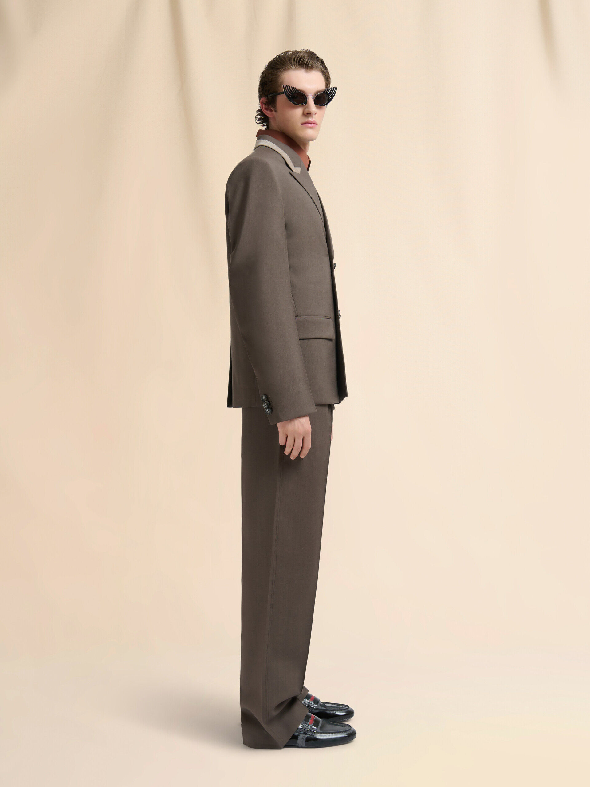 Marni ウールスラックス　ブラウン　44 Brown wool trousers with elasticated waistband | Marni