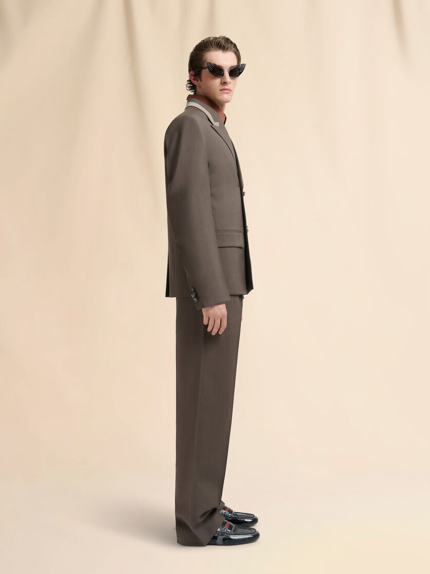 Brown wool trousers with elasticated waistband - Pants - Image 5
