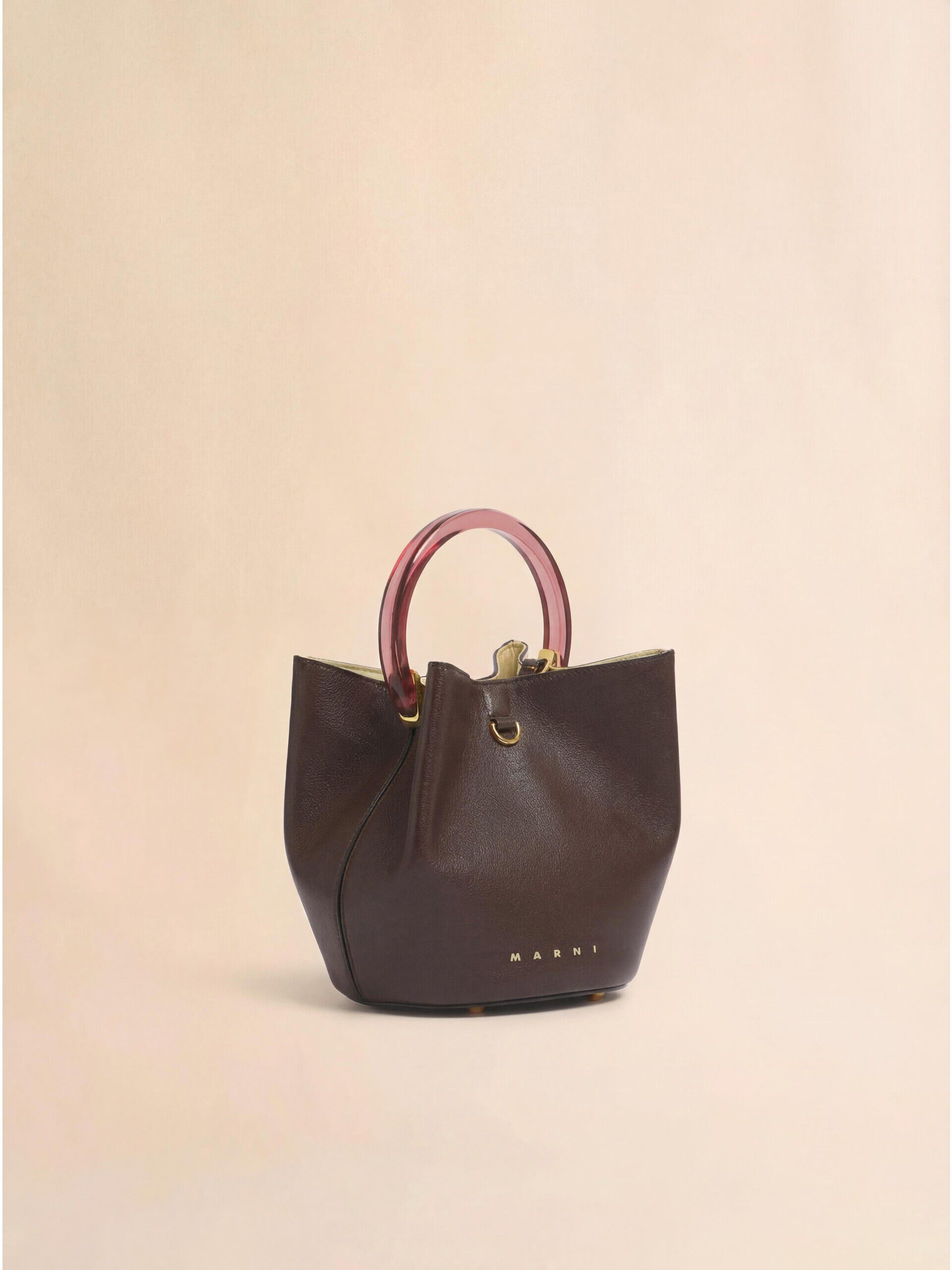 Brown leather Pannier bucket bag | Marni