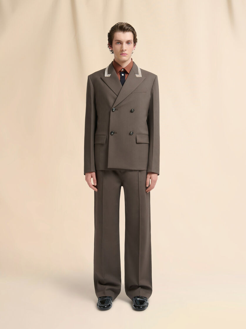 Grey double-breasted wool blazer with Marni Mending - Jackets - Image 2
