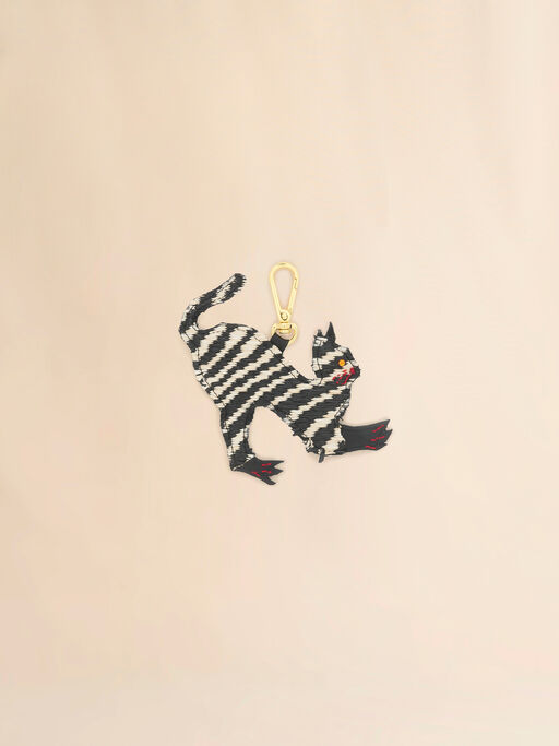 Black and white raffia-effect animal alphabet charm - Key Rings