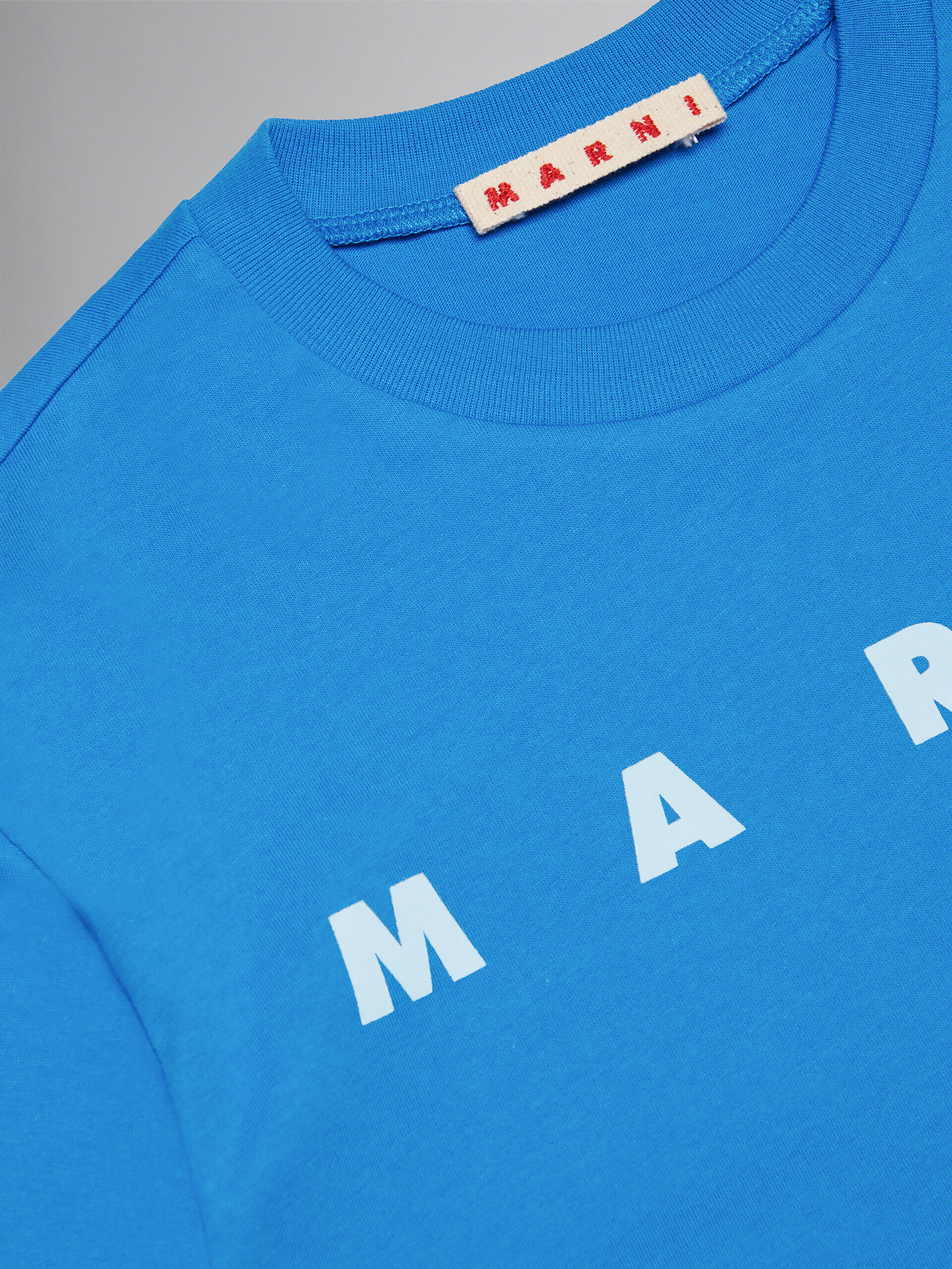 Light blue t-shirt in jersey with logo | Marni