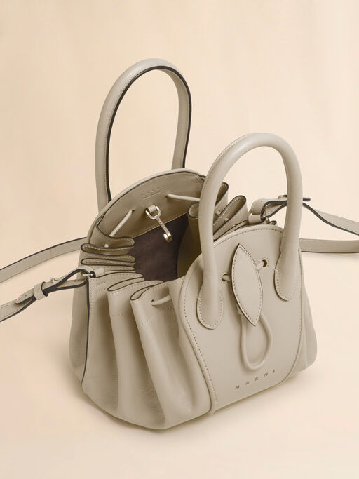 Taupe leather Tulipea small handbag - Shoulder Bags