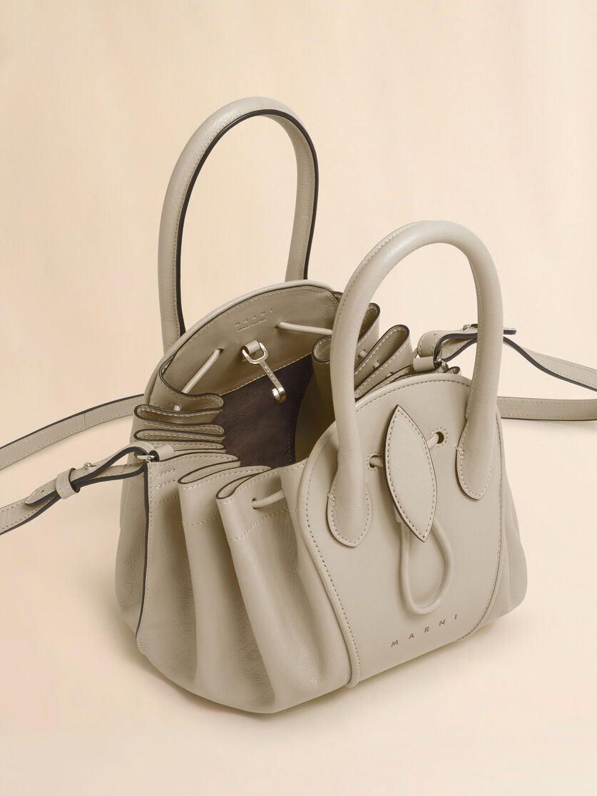 Taupe leather Tulipea small handbag, Image 3