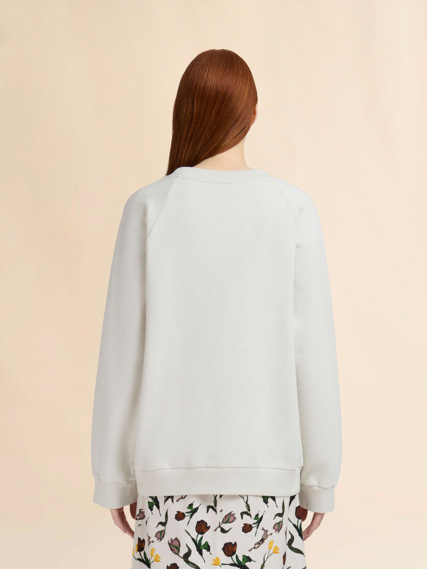 Off-white cotton sweatshirt with tulip print - Sweaters - Image 3