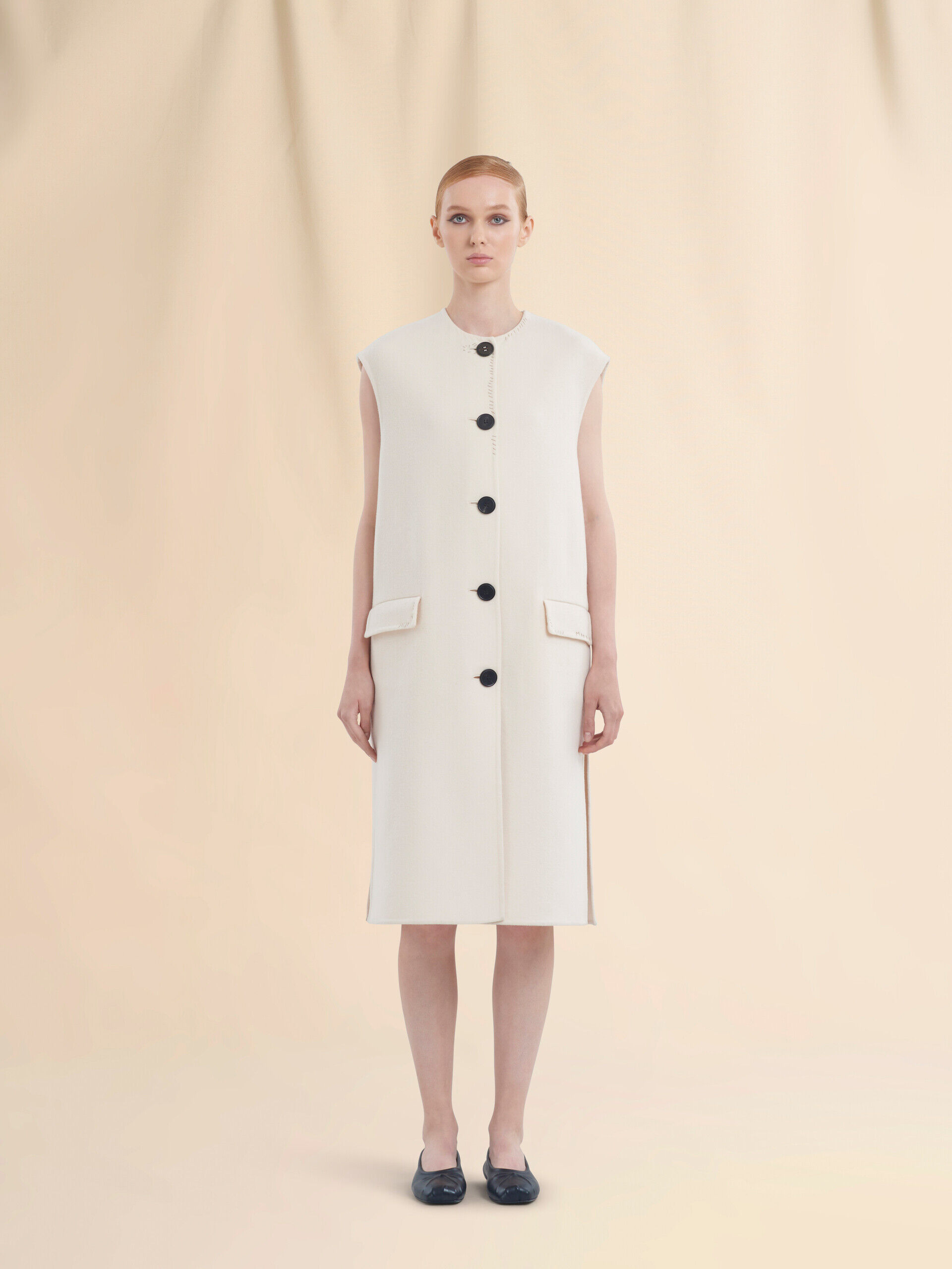 ホワイト フェルト製 ノースリーブジャケット | Marni