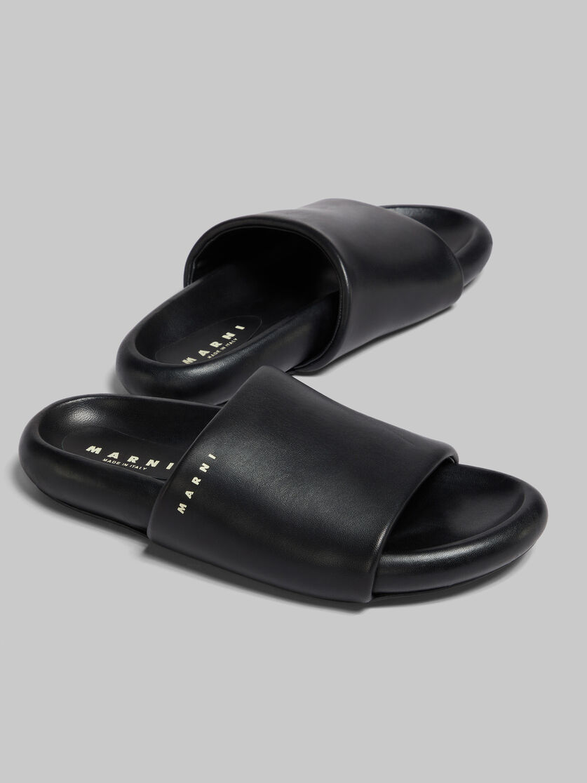 Black leather Bubble slide - Sandals - Image 5