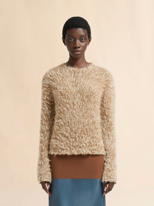 Beige alpaca and mohair jumper with crew neck - Pullovers