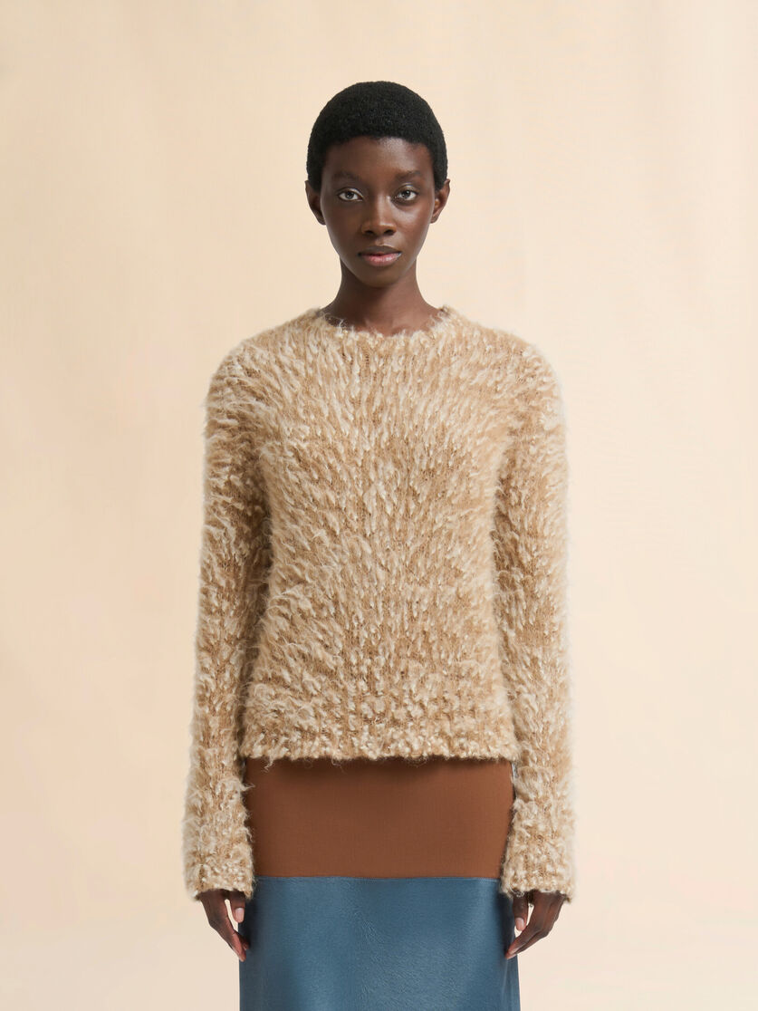 Beige alpaca and mohair jumper with crew neck - Pullovers - Image 2