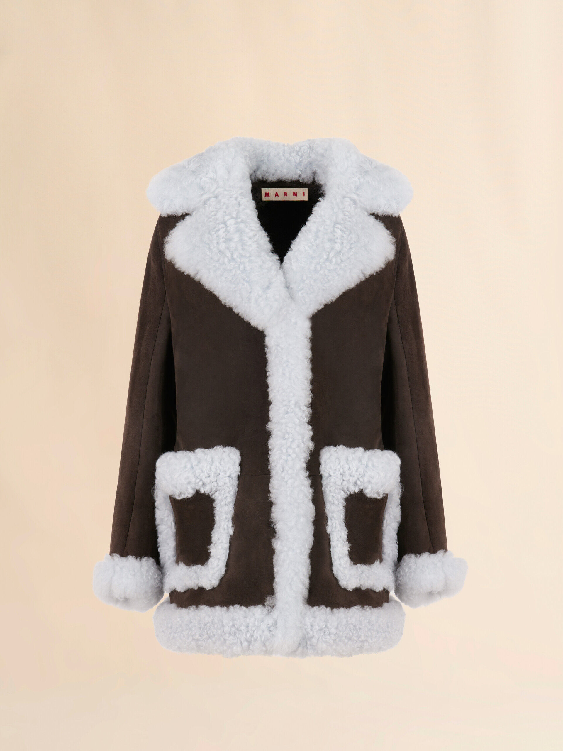 Brown shearling oversized jacket | Marni