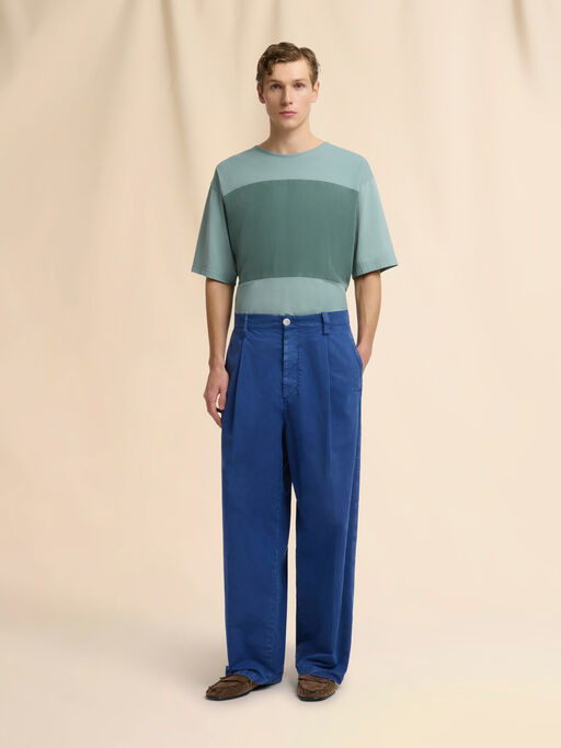 Blue cotton wide-leg trousers - Pants