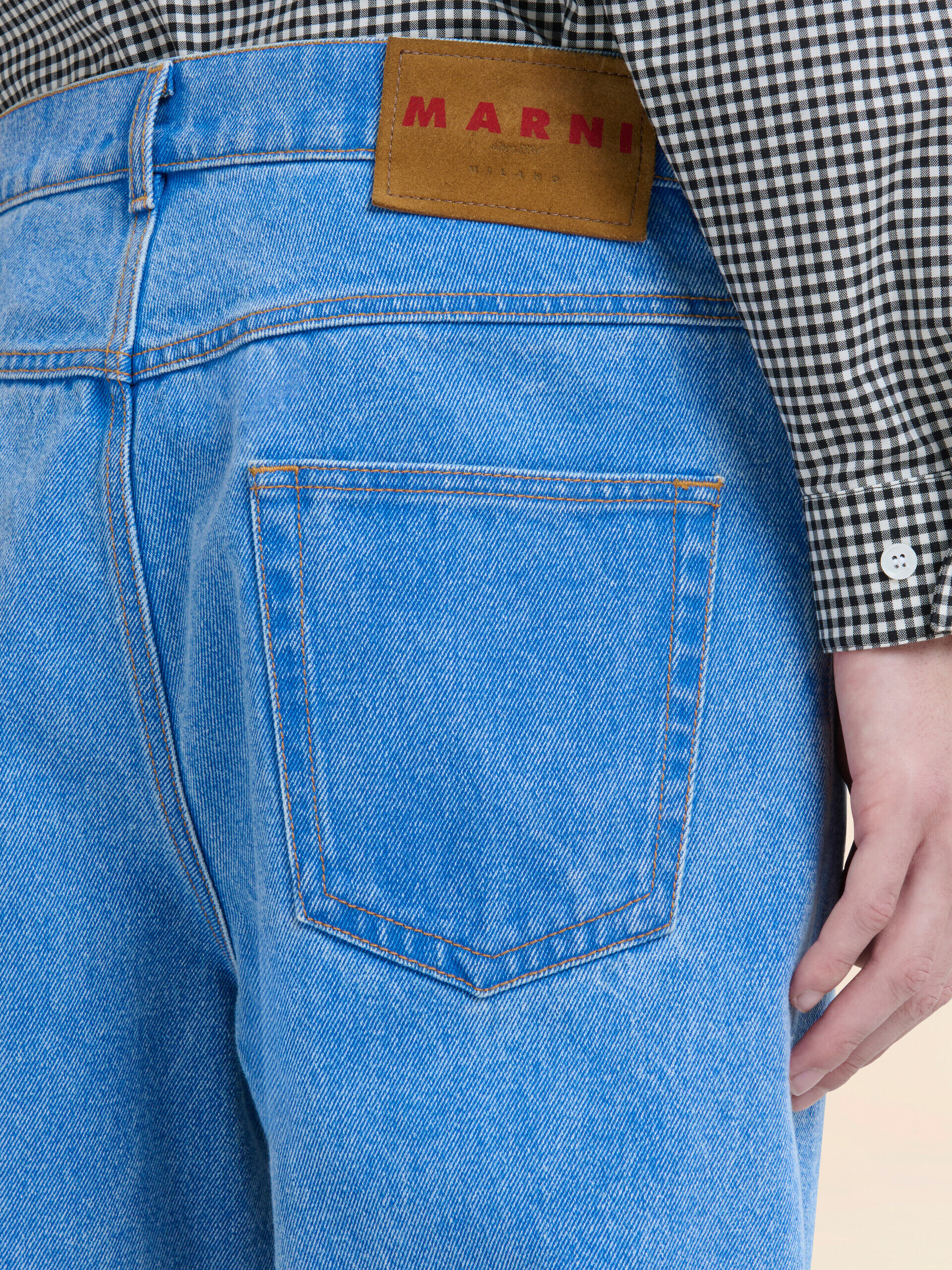 Blue organic denim wide-leg jeans | Marni