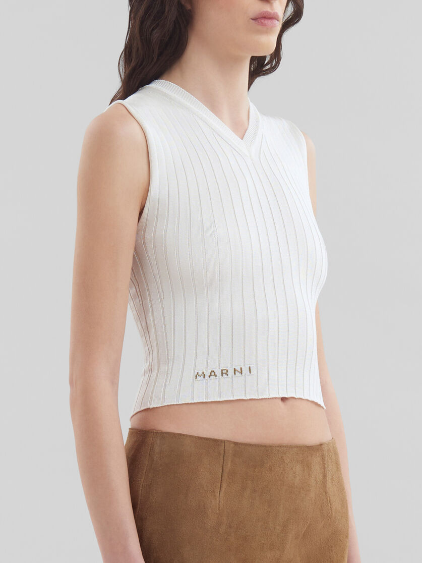 White ribbed viscose vest | Marni