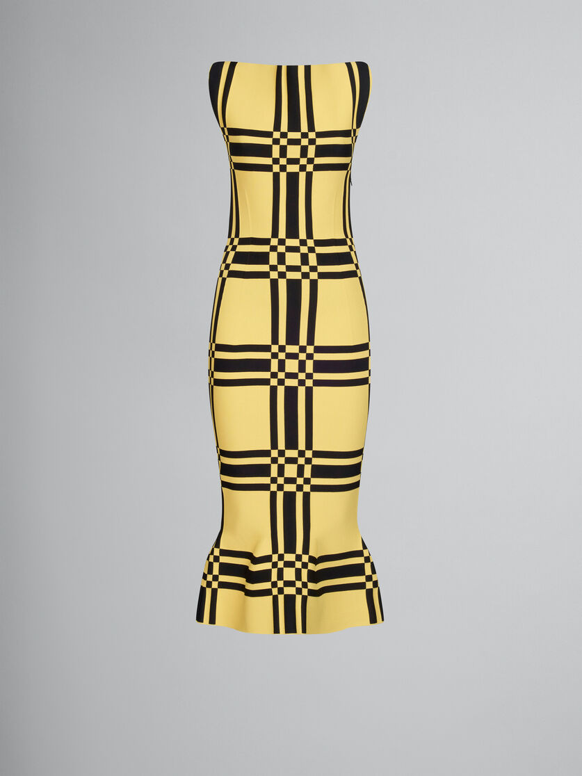 Yellow viscose sheath dress with maxi check - Dresses - Image 1