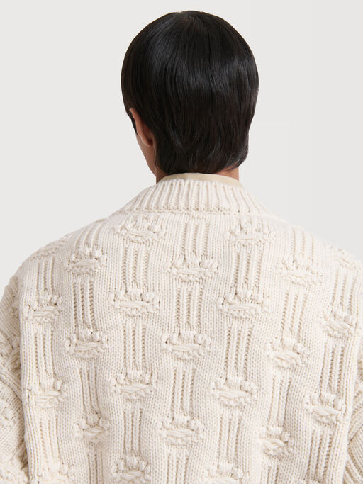 White fisherman wool-cashmere cardigan - Pullovers