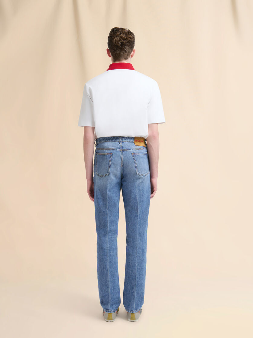 Blue denim trousers with straight leg - Pants - Image 3