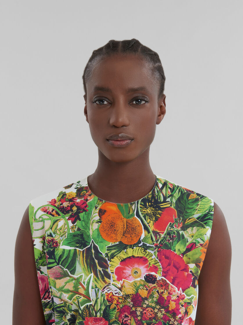 White poplin sleeveless top with Mystical Bloom print | Marni