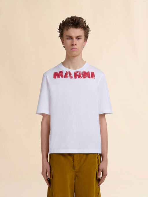 Weißes T-Shirt aus Baumwolle mit Marni-Maxi-Print - Hemden