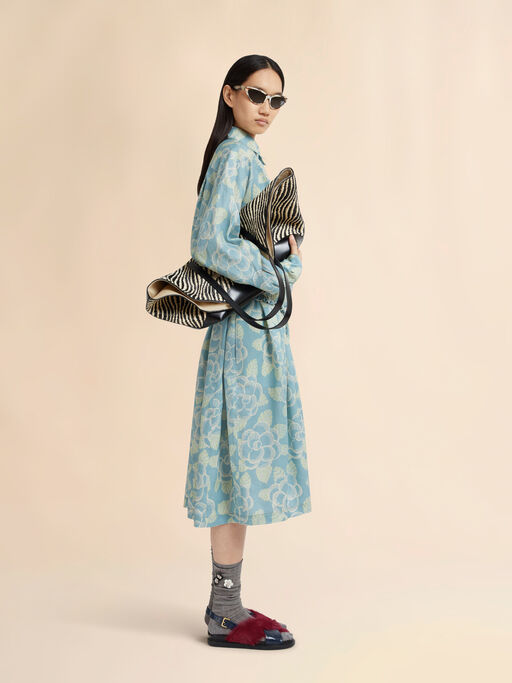 Blue ramie elasticated skirt with Banjo print - Skirts