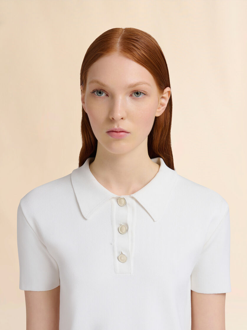 White viscose half-and-half polo - Shirts - Image 4
