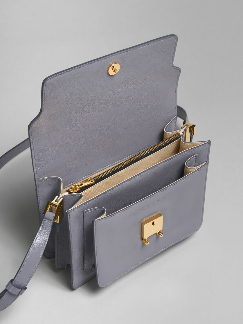 Shop MARNI 2023-24FW TRUNK medium bag in grey saffiano leather