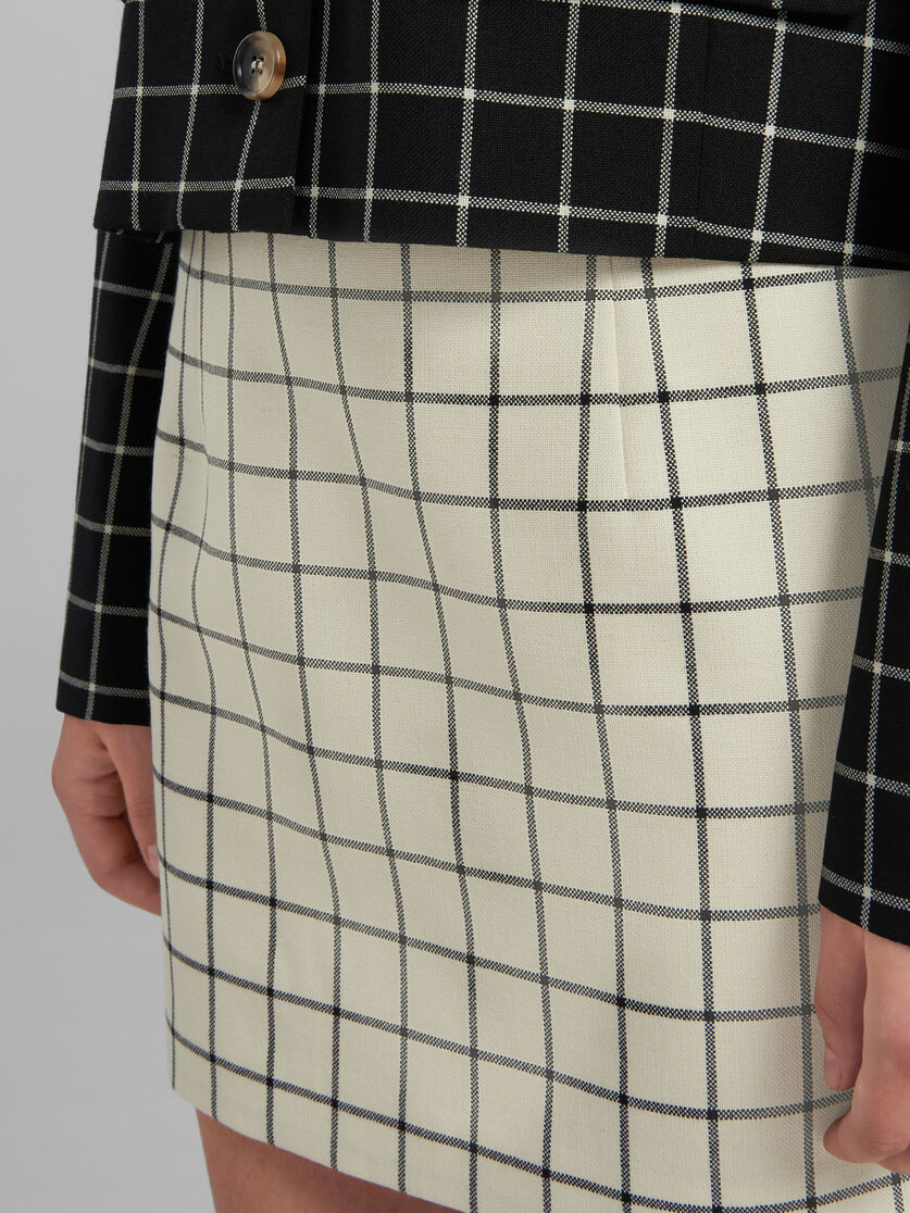 White checked wool mini skirt - Skirts - Image 4