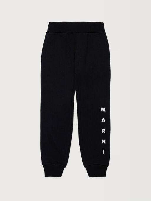Pantalon de jogging en coton noir avec imprim&eacute; Marni - Pantalons