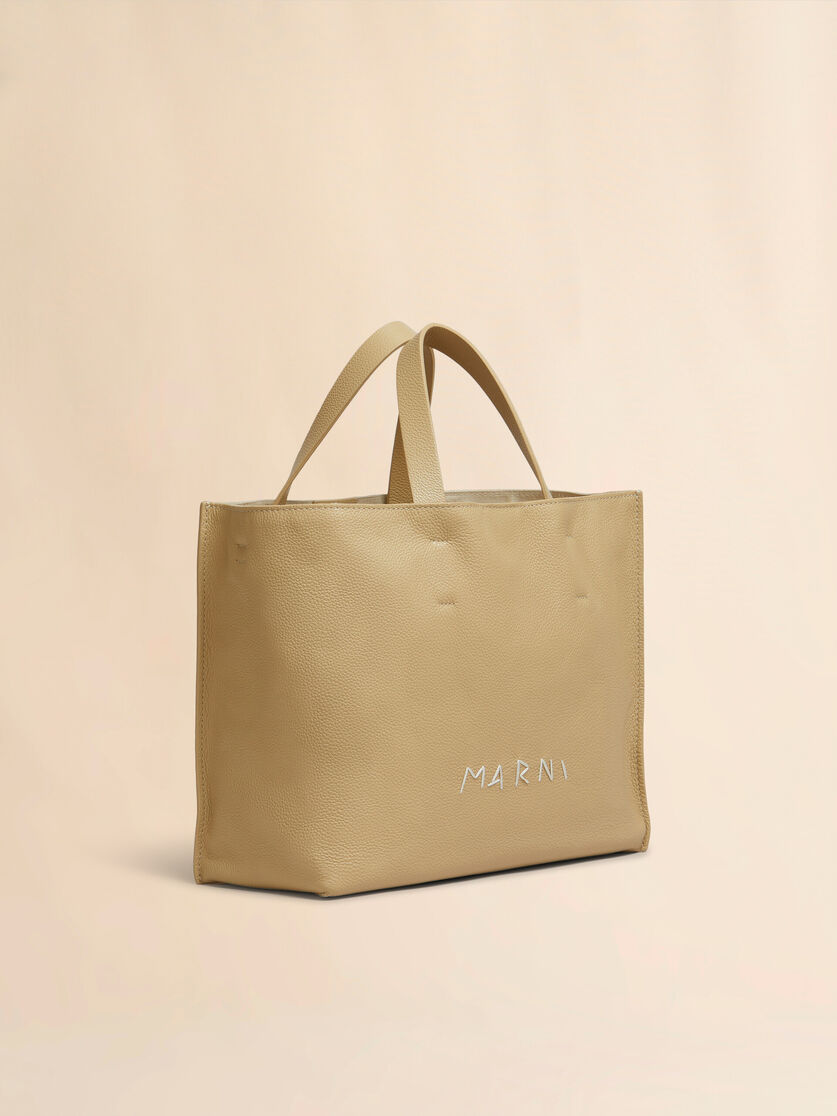 Black leather Museo Soft tote Bag with Marni Symbol embroidery - Shopping Bags - Image 3