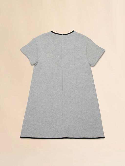 Gray cotton dress with contrast piping - Dresses