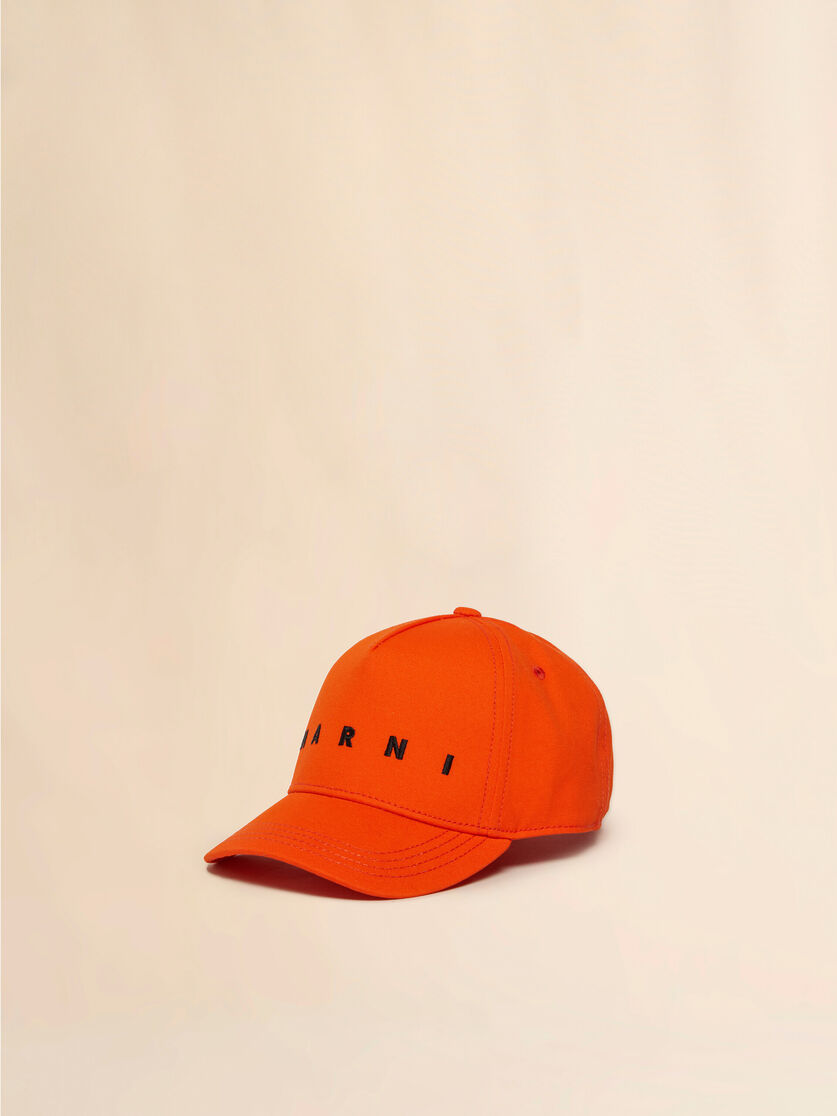 Orange cotton baseball cap with embroidered logo, Image 1