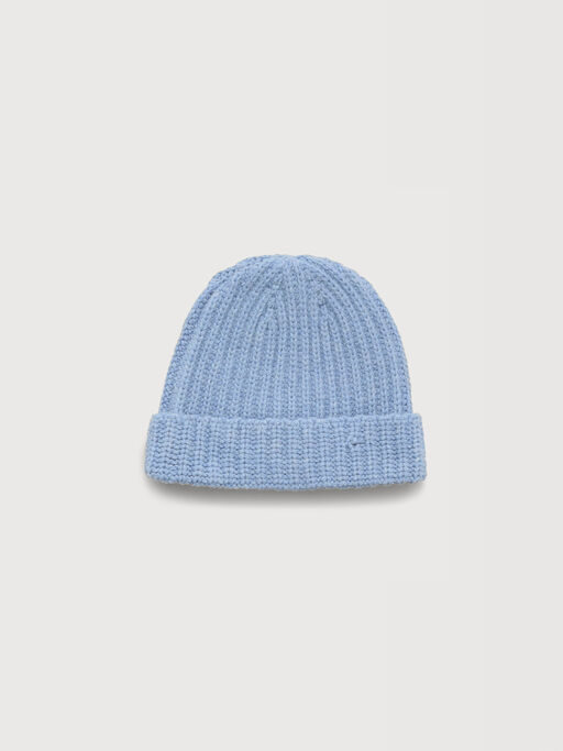 Blue Shetland wool beanie with Marni Mending - Hats