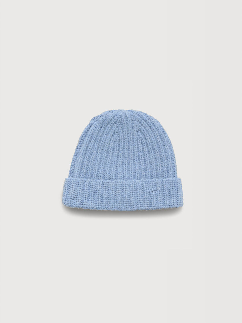 Blue Shetland wool beanie with Marni Mending, Image 2