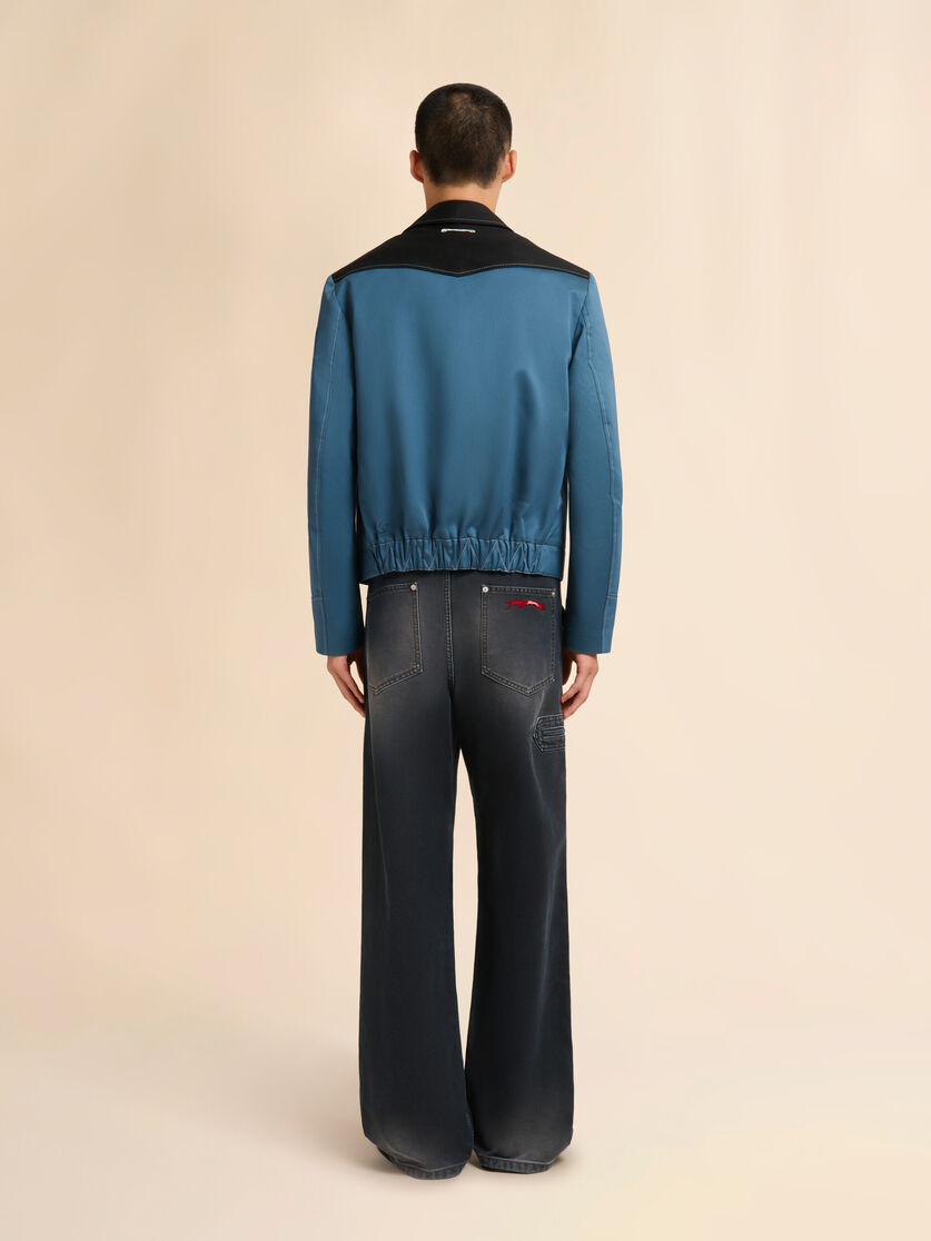 Wasserabweisende Baumwolljacke in Blau mit kontrastierendem Karree, Image 3