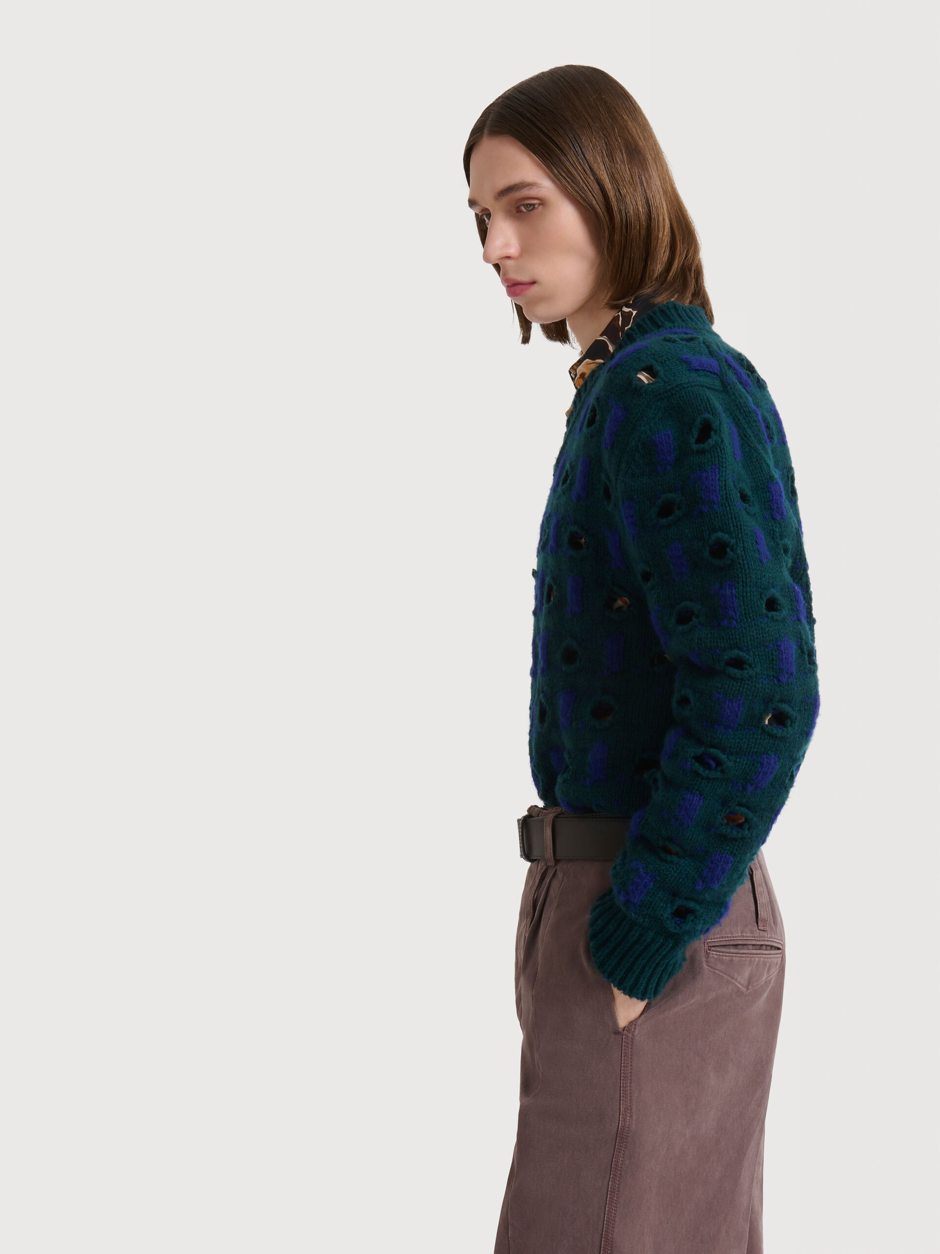 Blue wool-cashmere sweater with cut-out polka dots | Marni